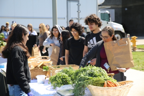 Students Grabbing Produce